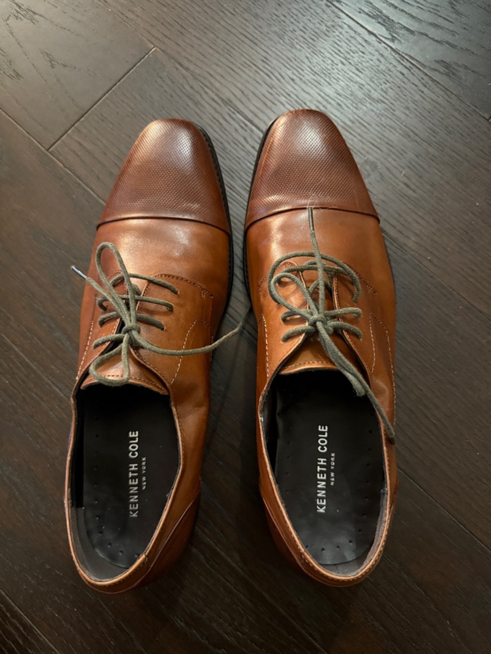 Kenneth Cole Tan/Brown Leather Cap-Toe Oxfords